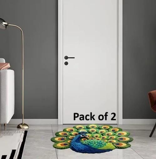 Non-Slip Peacock Mat (Pack of 2)  Home Essentials