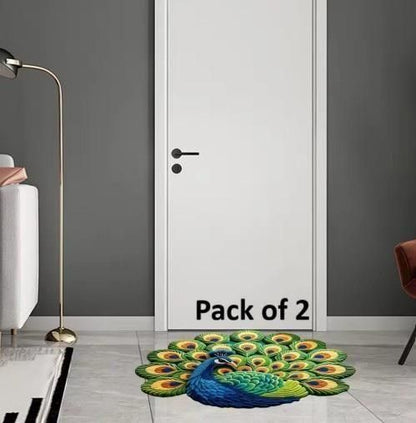 Non-Slip Peacock Mat (Pack of 2)  Home Essentials