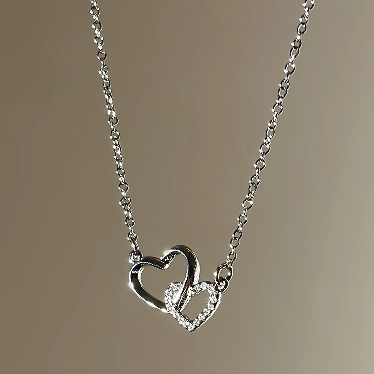 Women's Dual Heart Pendant with Chain Micro Plating Jewellery