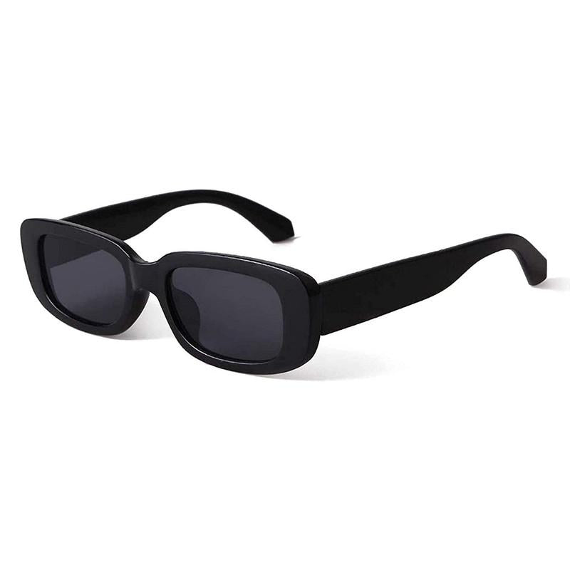 Unisex Black Rectangle Sunglass