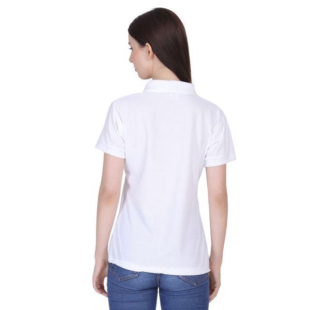 Ketex White Cotton Blend Polo Neck Tshirt Women Western