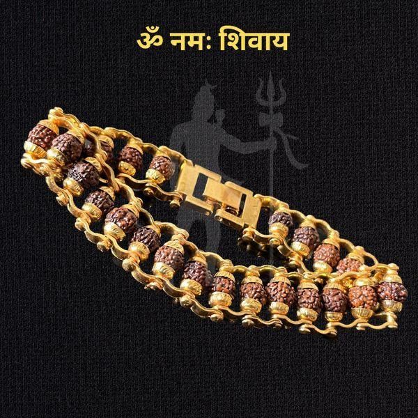 Genuine Paanch Mukhi Modern Rudraksha Bracelet With Gold Plating. Jewellery