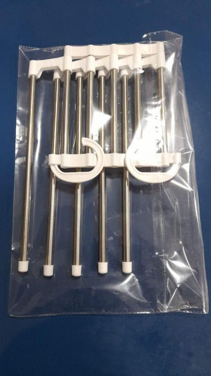 Hanger-5 In 1 Stainless Steel Multifunction Retractable Pant Home Essentialss Rack Trouser Hanger(Pack of 2)