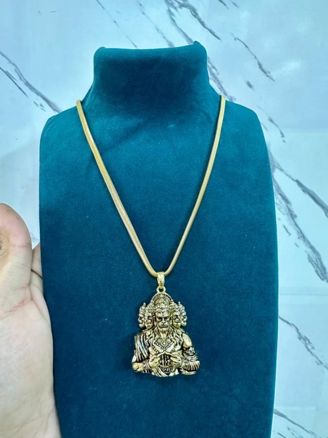 Panchamukhi Hanuman Pendant With Snake Golden Chain Jewellery