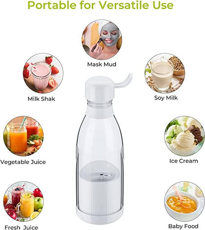 Portable Blender Juicer for Smoothie, Juice, Vegetable, Shakes with 4 Blades, Wireless Charging Mini Blender 400ml Home Essentials