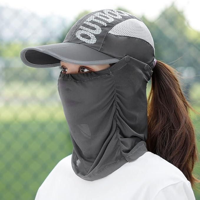 Sun Cap with Detachable Cotton Face Cover For Women Accessories