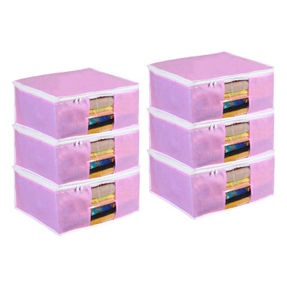 Saree Cover - Solid Non Woven Saree Cover for Wardrobe (Pack of 6)