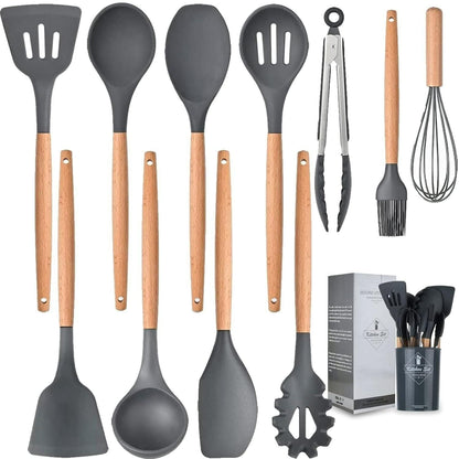 Silicone Cooking Utensils Set of 11pcs with Holder Accessories
