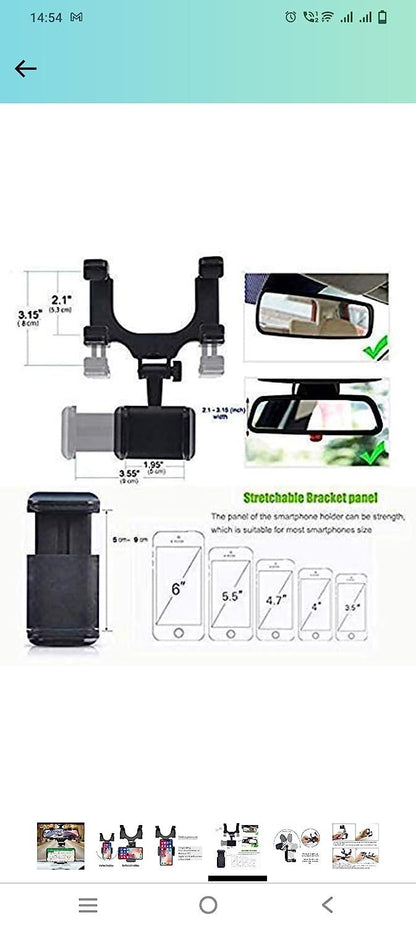 Rearview Mirror Phone Holder for Car Electronics