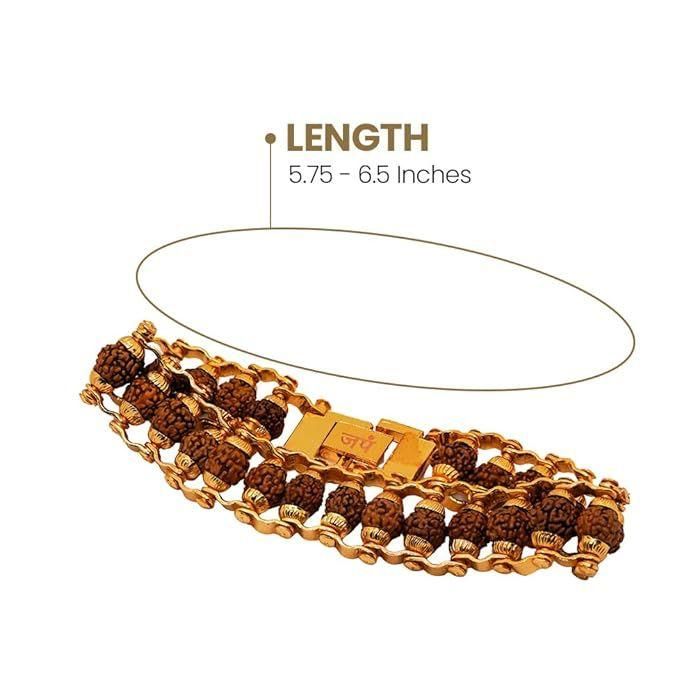 Genuine Paanch Mukhi Modern Rudraksha Bracelet With Gold Plating. Jewellery