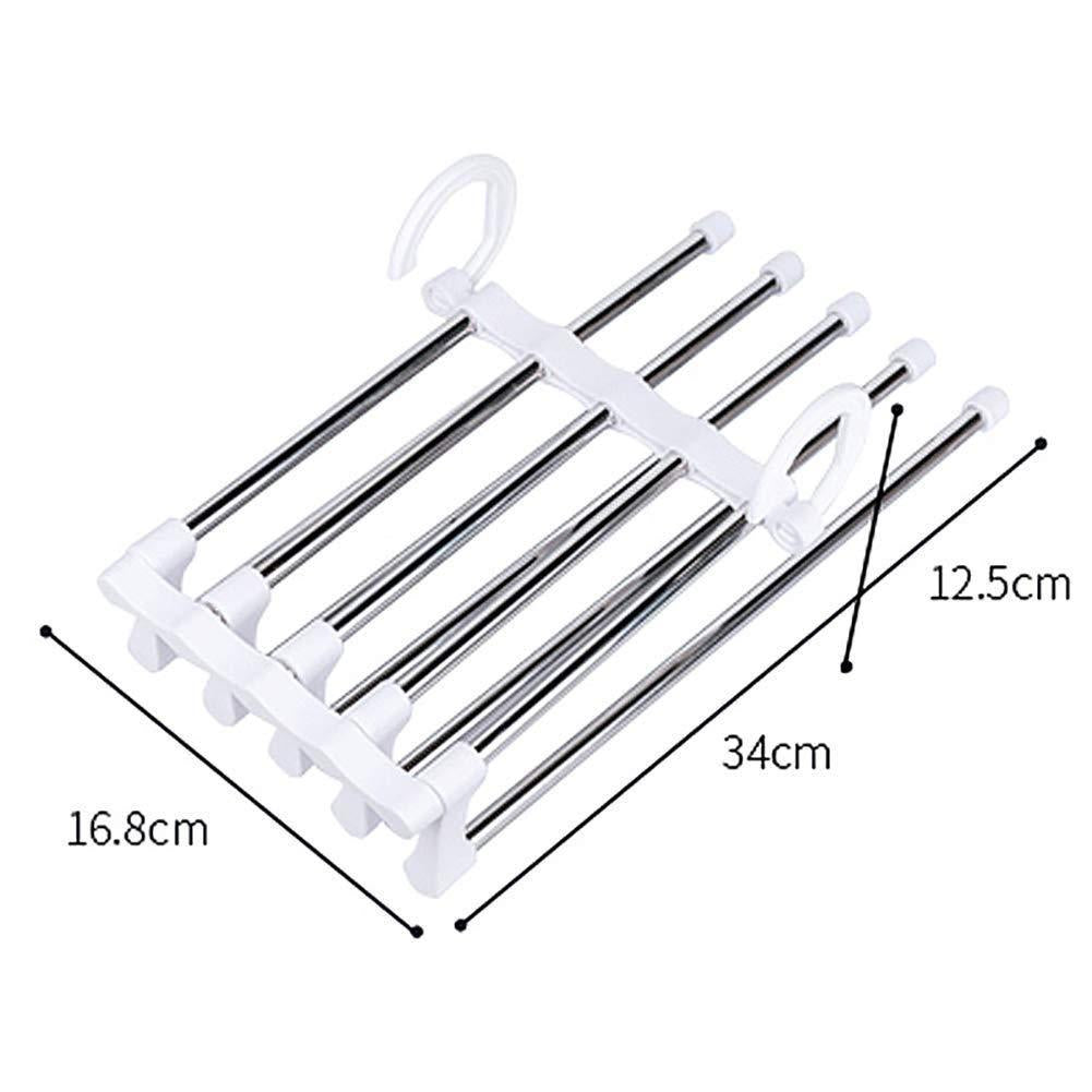 Hanger-5 In 1 Stainless Steel Multifunction Retractable Pant Home Essentialss Rack Trouser Hanger(Pack of 2)