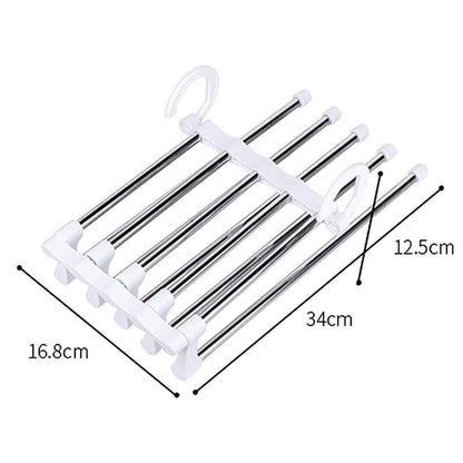 Hanger-5 In 1 Stainless Steel Multifunction Retractable Pant Home Essentialss Rack Trouser Hanger(Pack of 2)