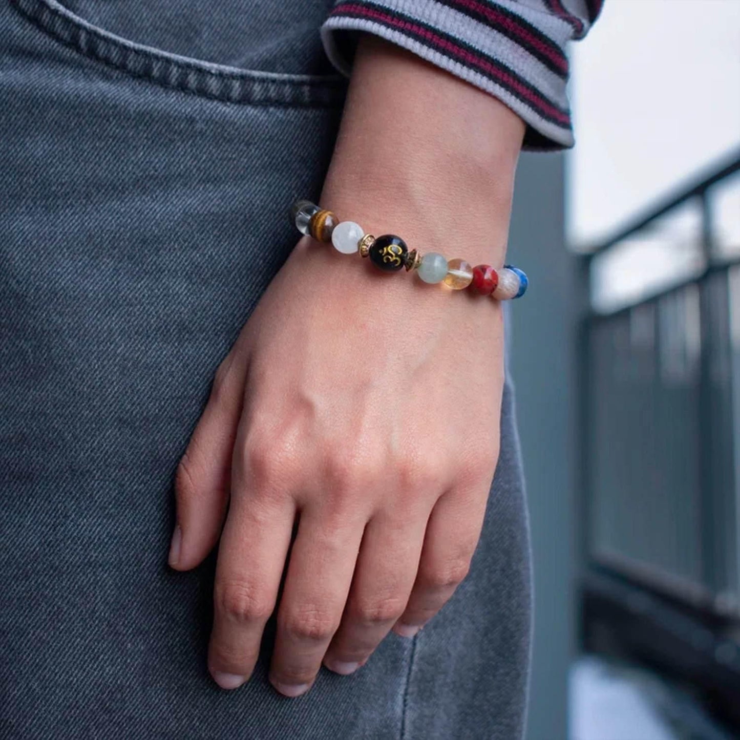 Natural Beads Om Bracelet Jewellery