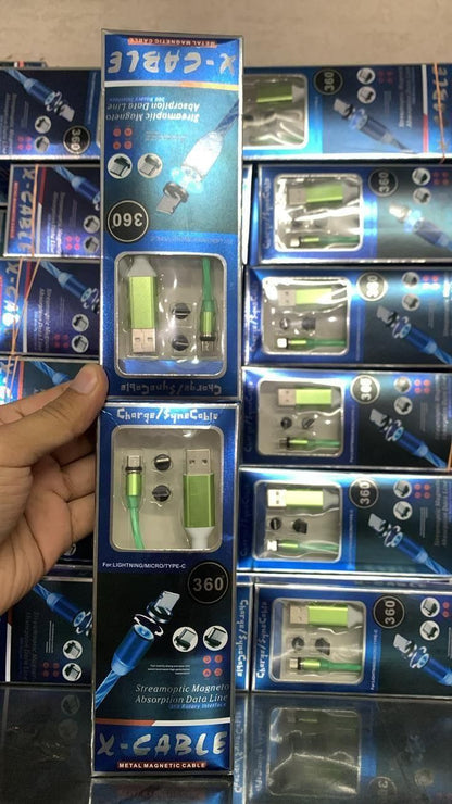 Fast 3 in 1 Multiple Pin With LED Light Magnetic Charging Charging Pad - Assorted color Electronics