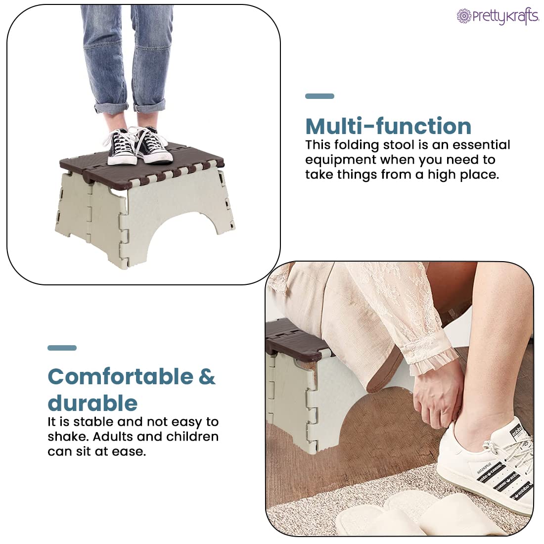 7 Inches Super Strong Folding Step Stool for Adults and Kids, Kitchen Stepping Stools, Garden Step Stool Kitchen Stool Home Essentials