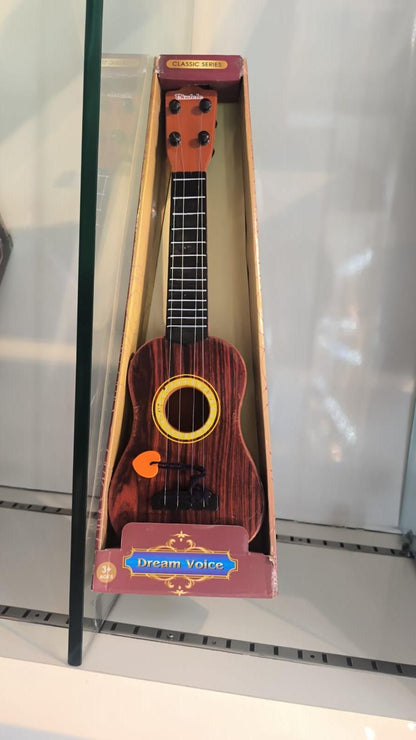 Mini Wooden Finish Plastic Guitar Music Instrument with 4 strings Clear sound Home Essentials