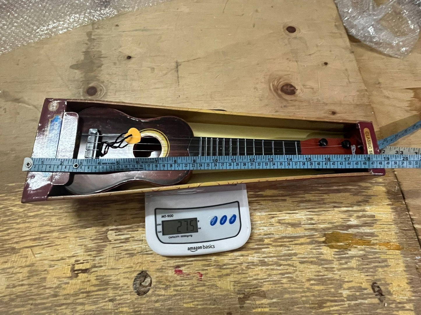 Mini Wooden Finish Plastic Guitar Music Instrument with 4 strings Clear sound Home Essentials