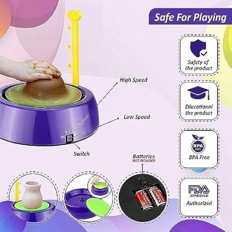 Kids Pottery Wheel Battery Operated Pottery Making Machine Painting Kit
