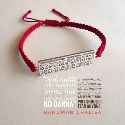 Hanuman Chalisa Protection Silver Plated Bracelet Jewellery