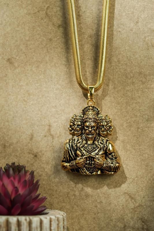 Panchamukhi Hanuman Pendant With Snake Golden Chain Jewellery