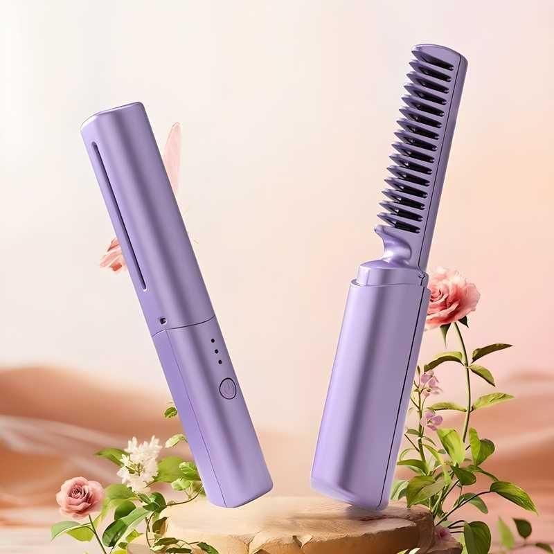 Meneflix Portable Mini Hair Straightener Cordless Rechargeable Mini Adjustable Hair Straightener Hot Comb Electronics Beauty & Personal Care