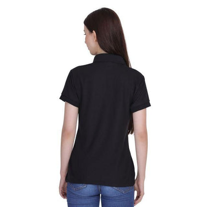 Ketex Black Cotton Blend Polo Neck Tshirt Women Western
