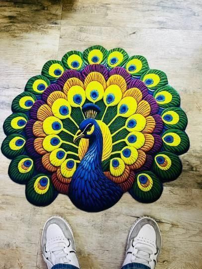 Non-Slip Peacock Mat (Pack of 2)  Home Essentials