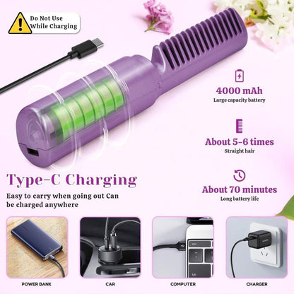 Meneflix Portable Mini Hair Straightener Cordless Rechargeable Mini Adjustable Hair Straightener Hot Comb Electronics Beauty & Personal Care