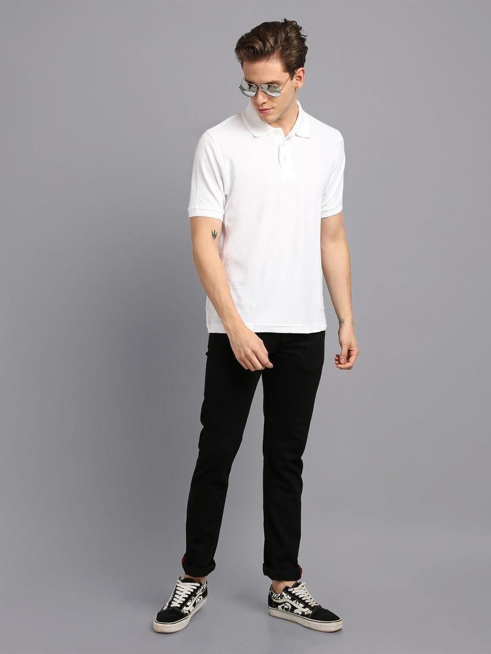 Matte Solid Half Sleeves Men's Polo T-Shirt Men