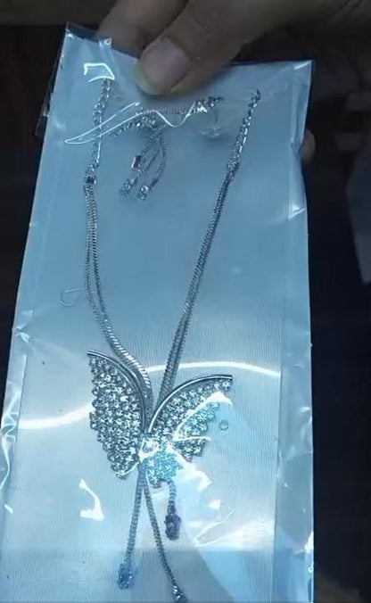 Butterfly Pendant Necklace with Earrings Jewellery