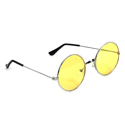 Unisex Yellow Silver Round Sunglass