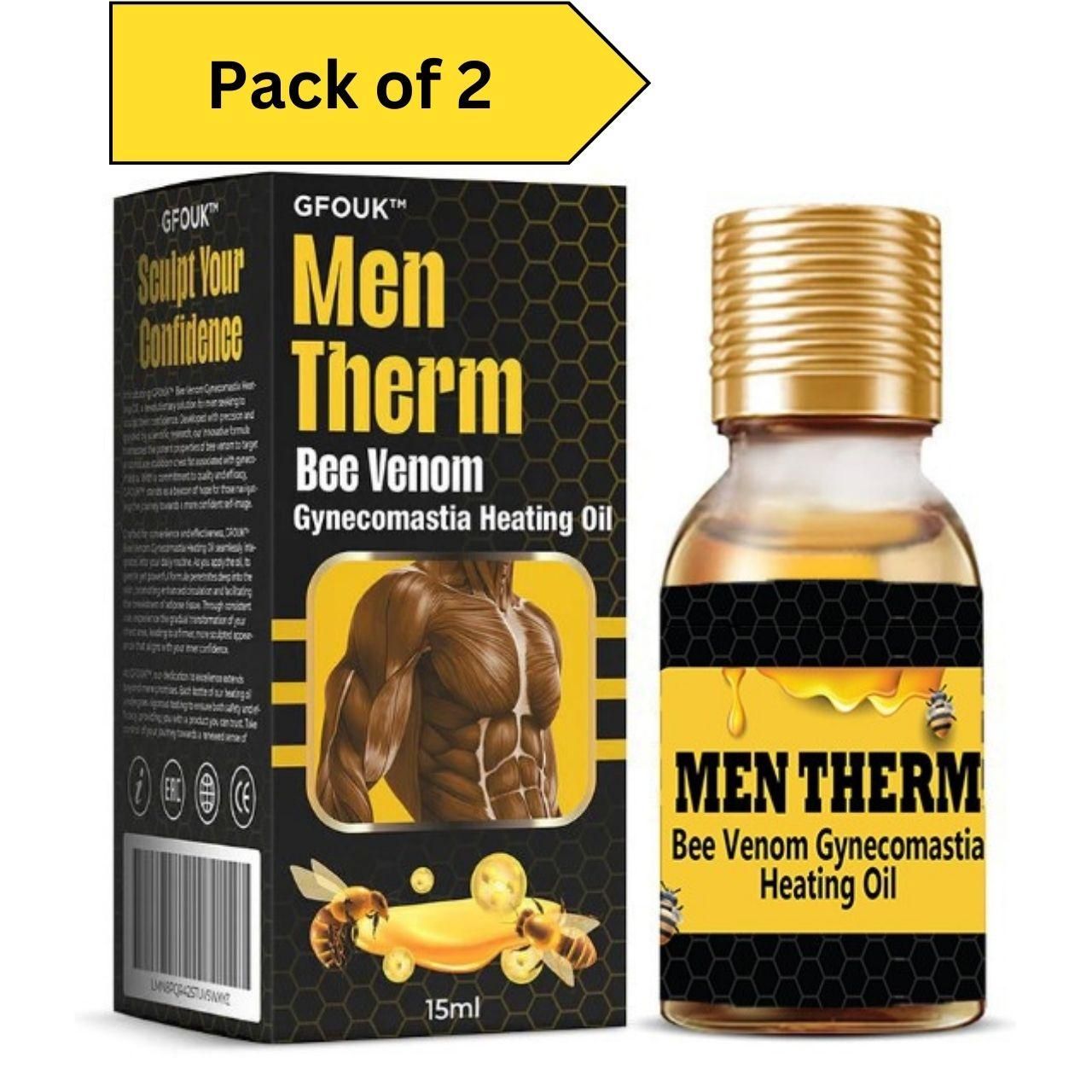 Bee venom Gynecomastia Heating Oil 15 ml (Pack of 2) Gym & Wellness