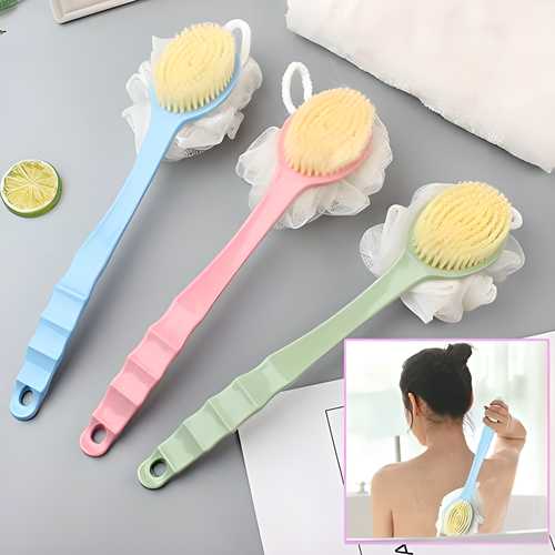 Arcreactor Zone 2 IN 1 loofah with handle, Bath Brush, back scrubber, Bath Brush with Soft Comfortable Bristles And Loofah with handle, Double Sided Bath Brush Scrubber for bathing(Pack of 2) Home Essentials