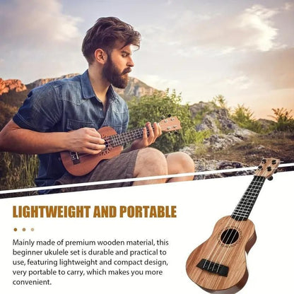 Mini Wooden Finish Plastic Guitar Music Instrument with 4 strings Clear sound Home Essentials