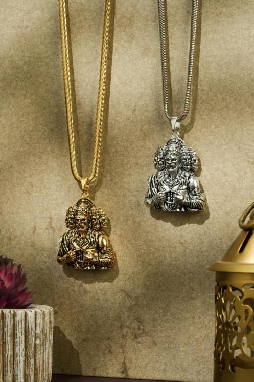Panchamukhi Hanuman Pendant With Snake Golden Chain Jewellery