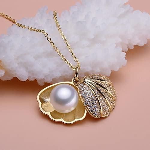 Oyster Pearl Shell Pendant Gold Plated Necklace for Women's