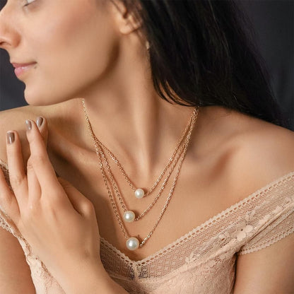 Gold Plated Pearl Layer Necklace