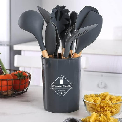 Silicone Cooking Utensils Set of 11pcs with Holder Accessories