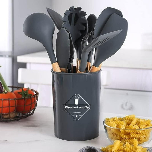 Silicone Cooking Utensils Set of 11pcs with Holder Accessories