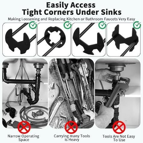 2 Pcs Dual Head Sink Wrench