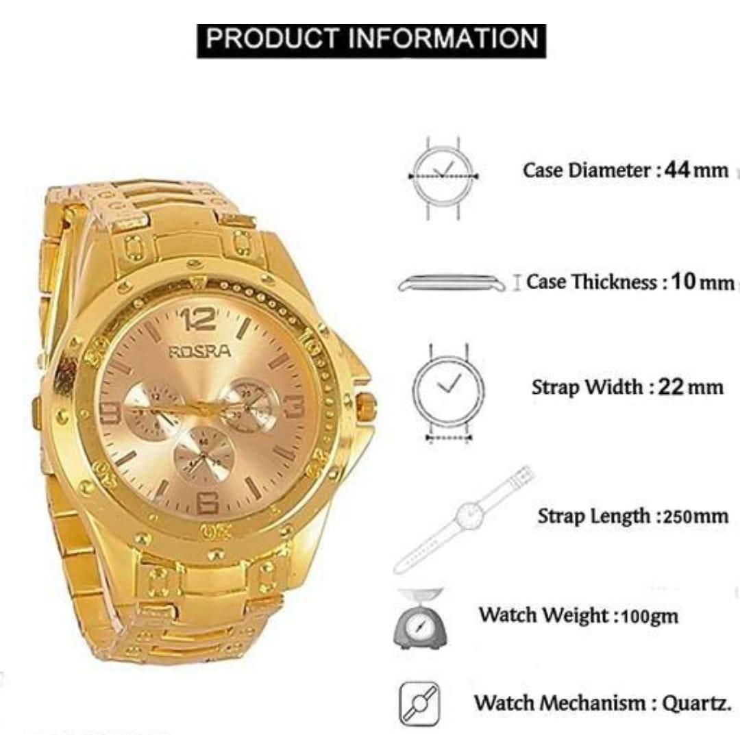 Men's Golden Stainless Steel Watches Accessories