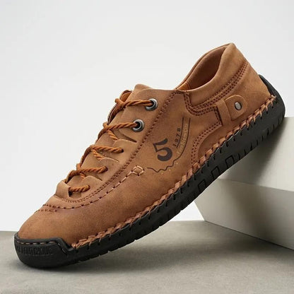 Men's Casual Leather Tan Shoes Lightweight Footwear