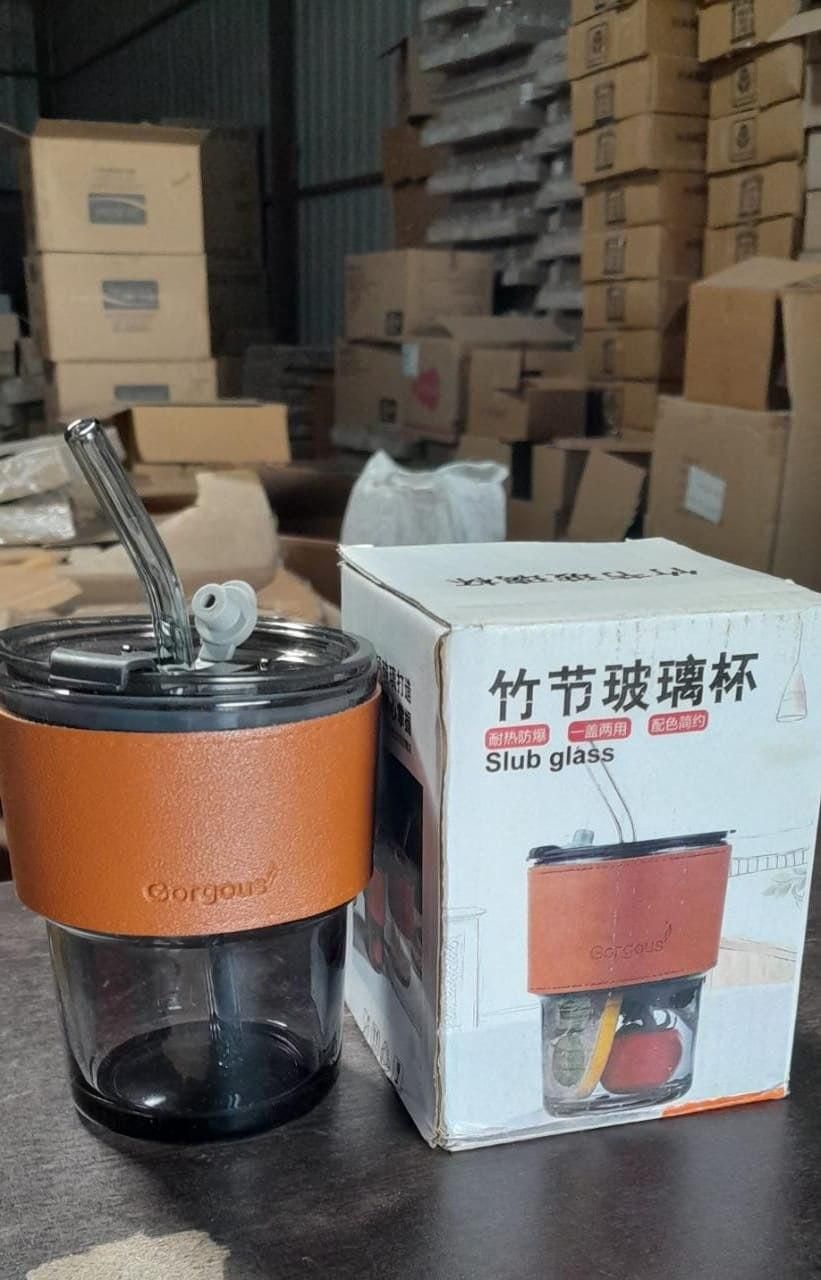 Over glass water bottle with straw Home Essentials