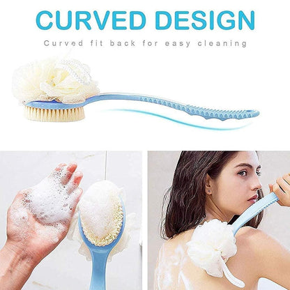 Arcreactor Zone 2 IN 1 loofah with handle, Bath Brush, back scrubber, Bath Brush with Soft Comfortable Bristles And Loofah with handle, Double Sided Bath Brush Scrubber for bathing(Pack of 2) Home Essentials