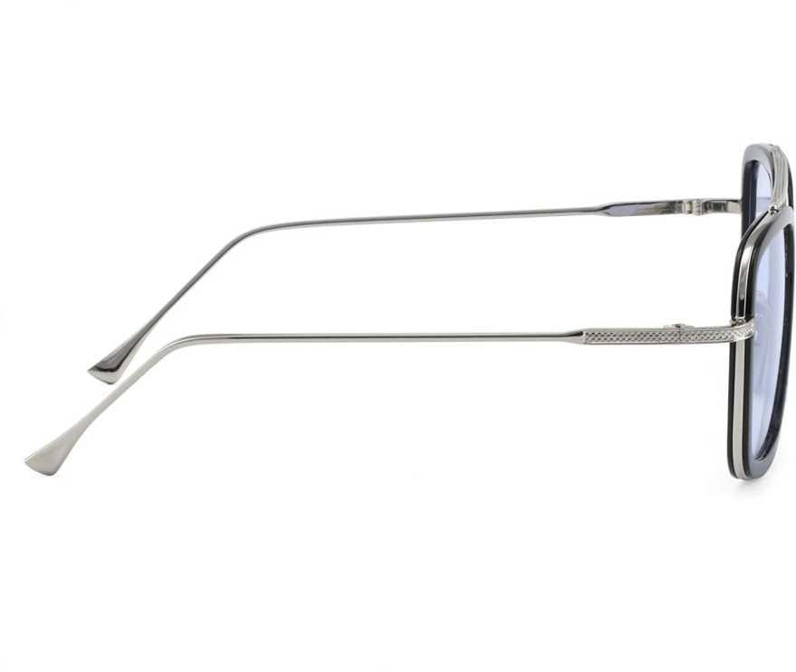 Unisex Blue Silver Retro Square Sunglass Accessories