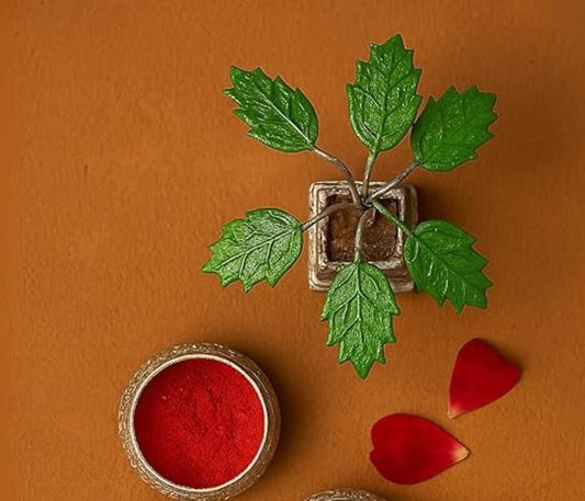 German Silver Plated Tulsi Plant Decorative Showpiece (4inche) Home Essentials