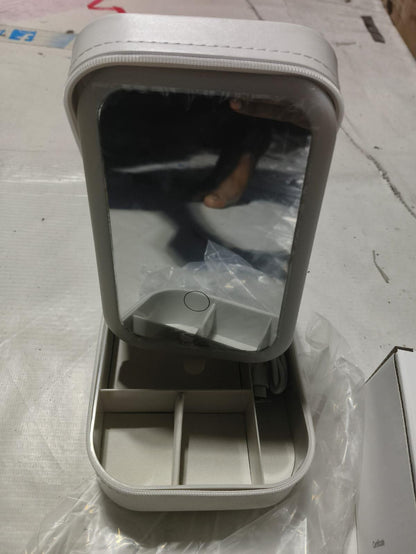 White Jewelry Box with LED Mirror Home Essentials