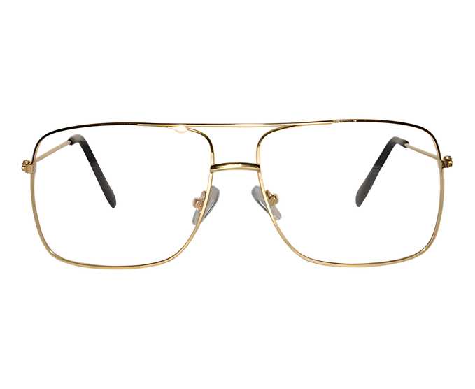 Unisex Clear Golden Retro Square Sunglass