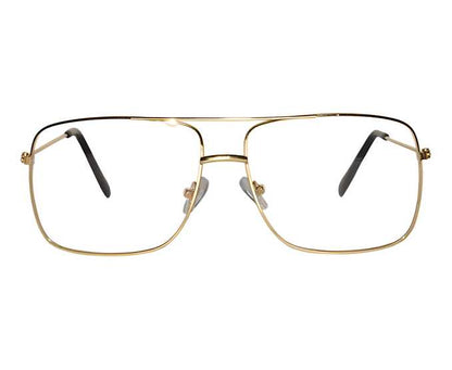 Unisex Clear Golden Retro Square Sunglass
