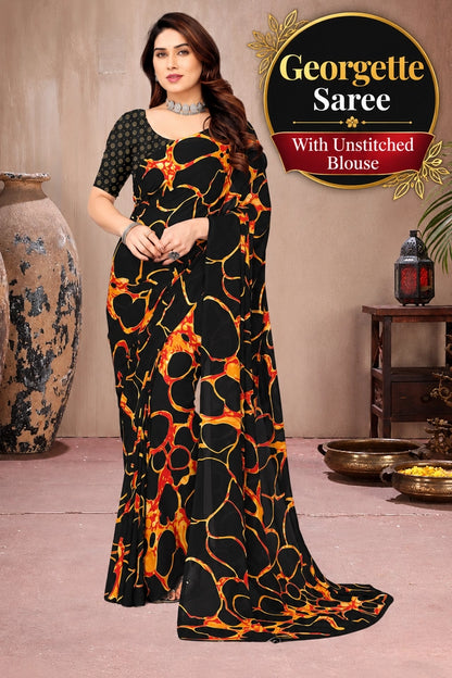 Tie and Dye Poly Georgette Leheriya Saree